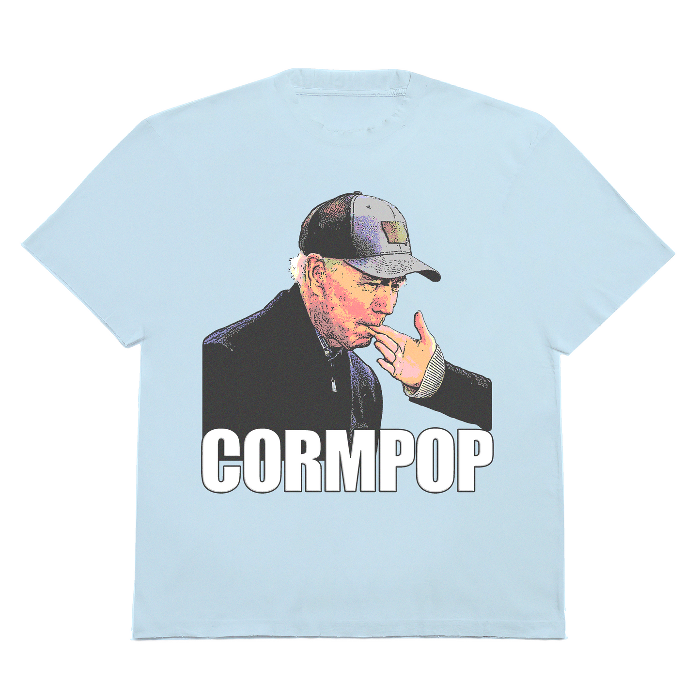 Fashion Politik Joe Biden 2024 "Cormpop" Finger Bite T-Shirt - Powder Blue, White, Black - 100% Cotton Premium Comfort Colors