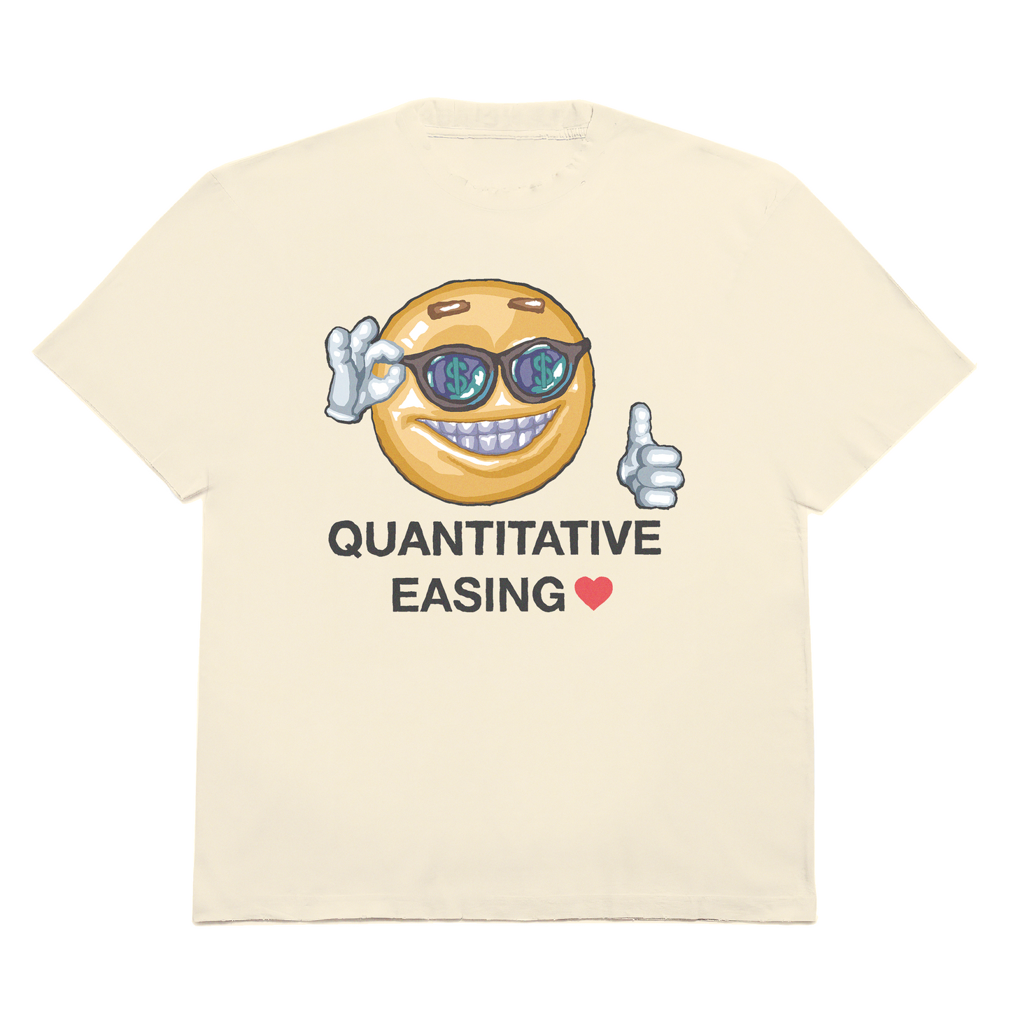 Fashion Politik "Quantitative Easing" Tee - Creme, White - 100% Cotton Premium Comfort Colors